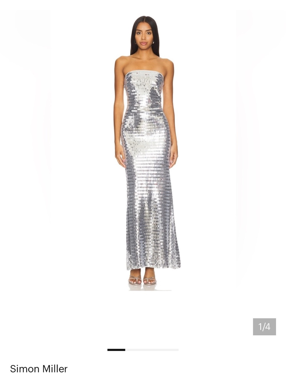 Simon Miller Silver Strapless Sequin Gown